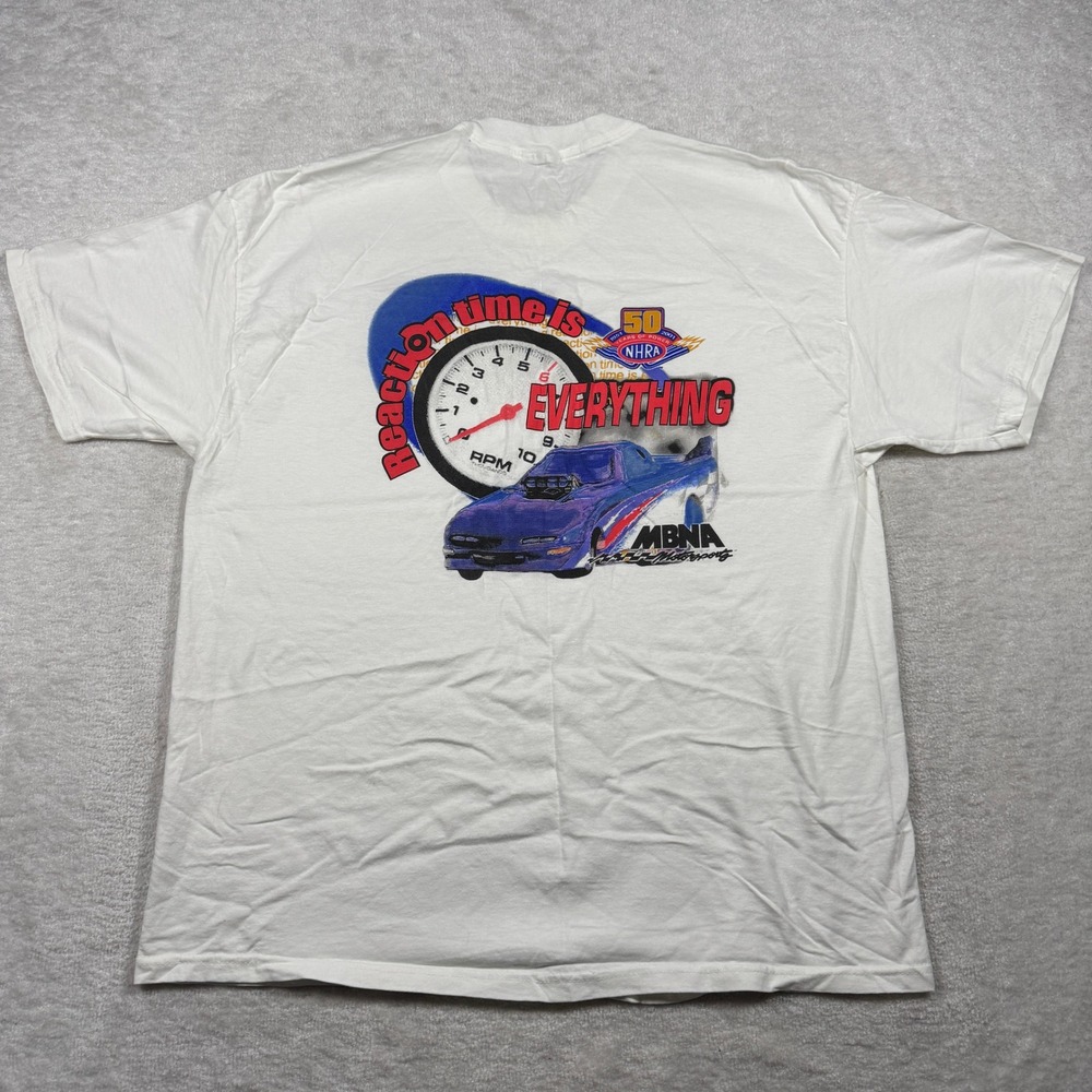 Vintage 2001 NHRA 50th Anniversary MBNA‎ Motorsports Racing T-Shirt White XL